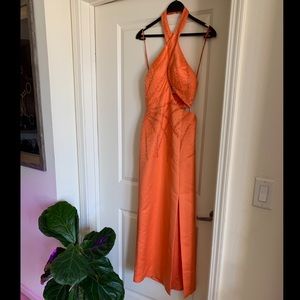 Peach beaded evening gown